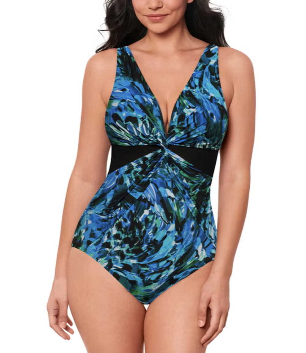 Miradonna Miraclesuit Blue Black OnePiece Swimsuit Soft Cup Slimming Smoothing 8